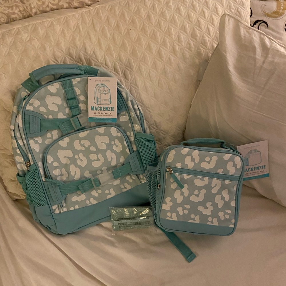Pottery Barn Aqua Cheetah Print Backpack